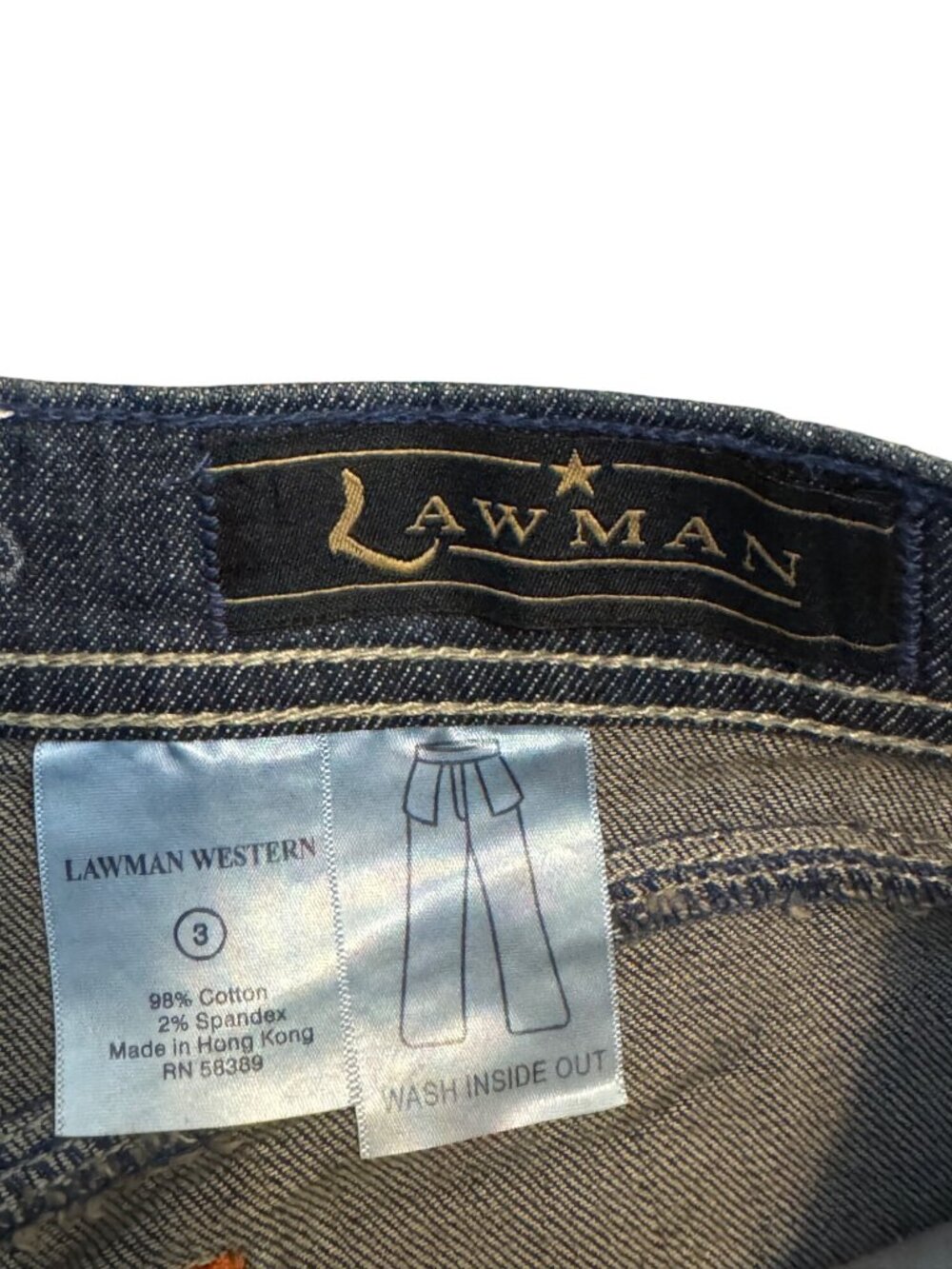 Lawman Western Bootcut Jeans Womens 3 Embellished Pockets Denim Blue - Picture 7 of 8